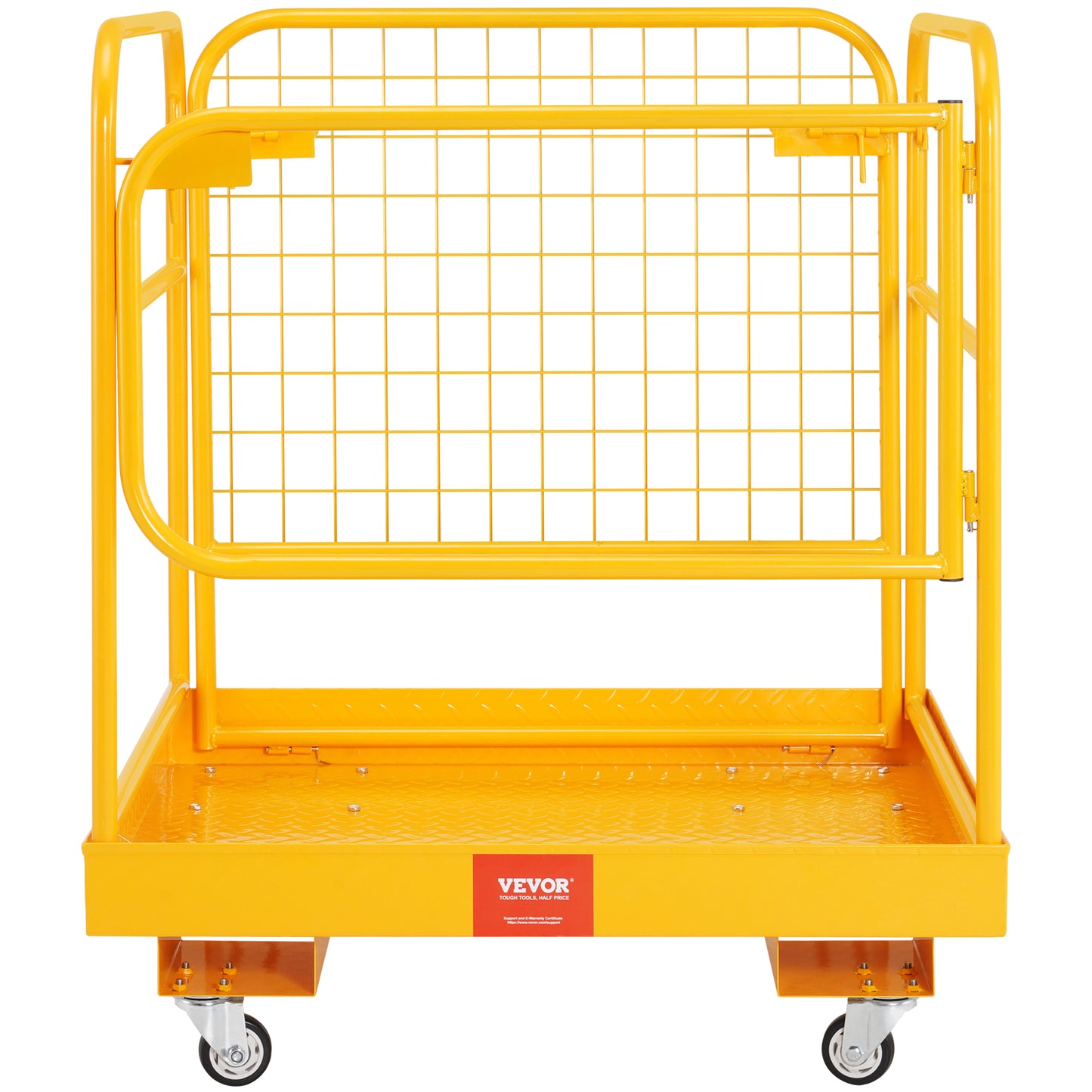 Forklift Safety Cage 1200 Lbs Load Capacity Folding Work Platform with Lockable Swivel Wheels
