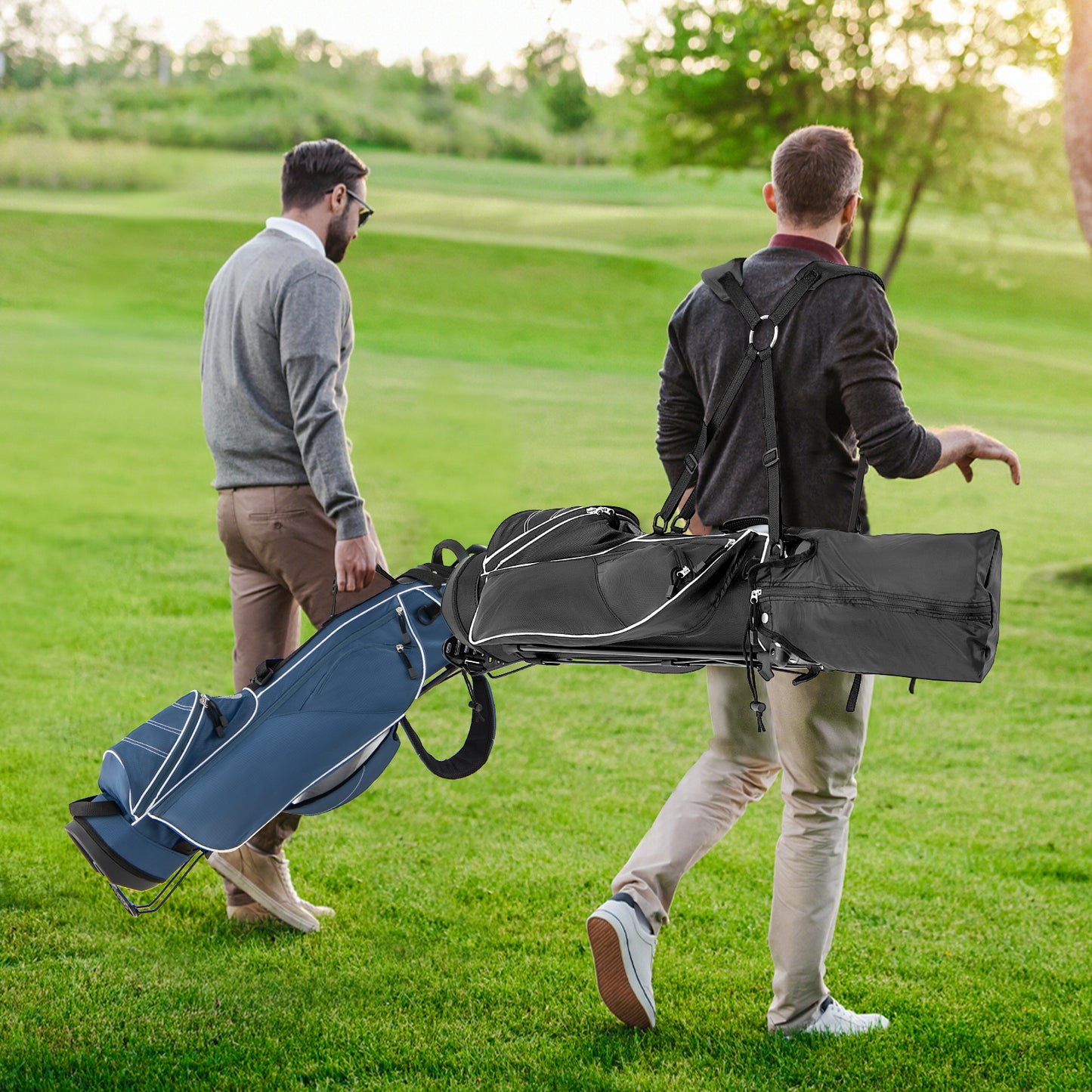 Golf Stand Cart Bag with 4-Way Top Divider - Black