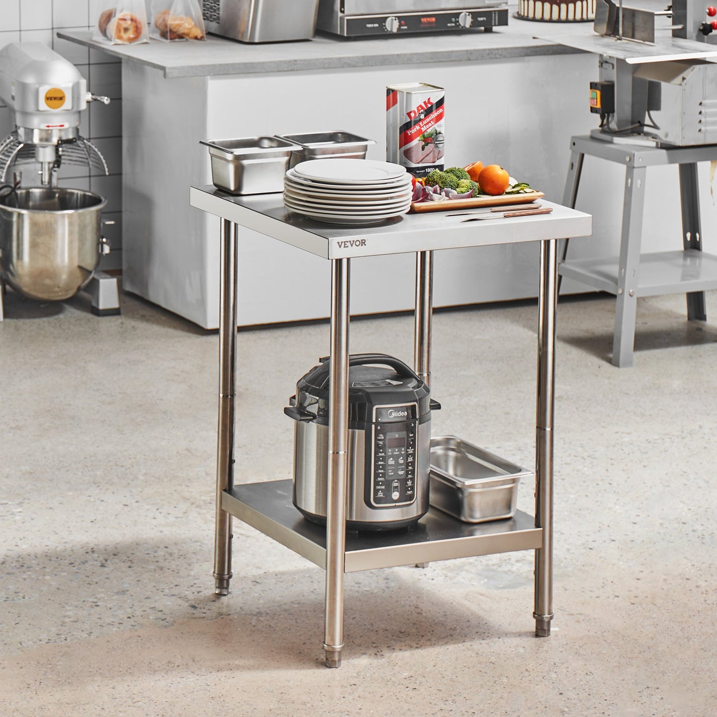 Stainless Steel Prep Table - 24x24x34 Inch Heavy Duty Workstation