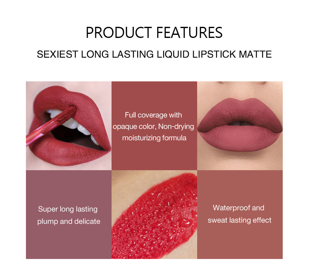 6-Piece Matte Liquid Lipstick Set - Long-Lasting Waterproof Velvet Lip Gloss