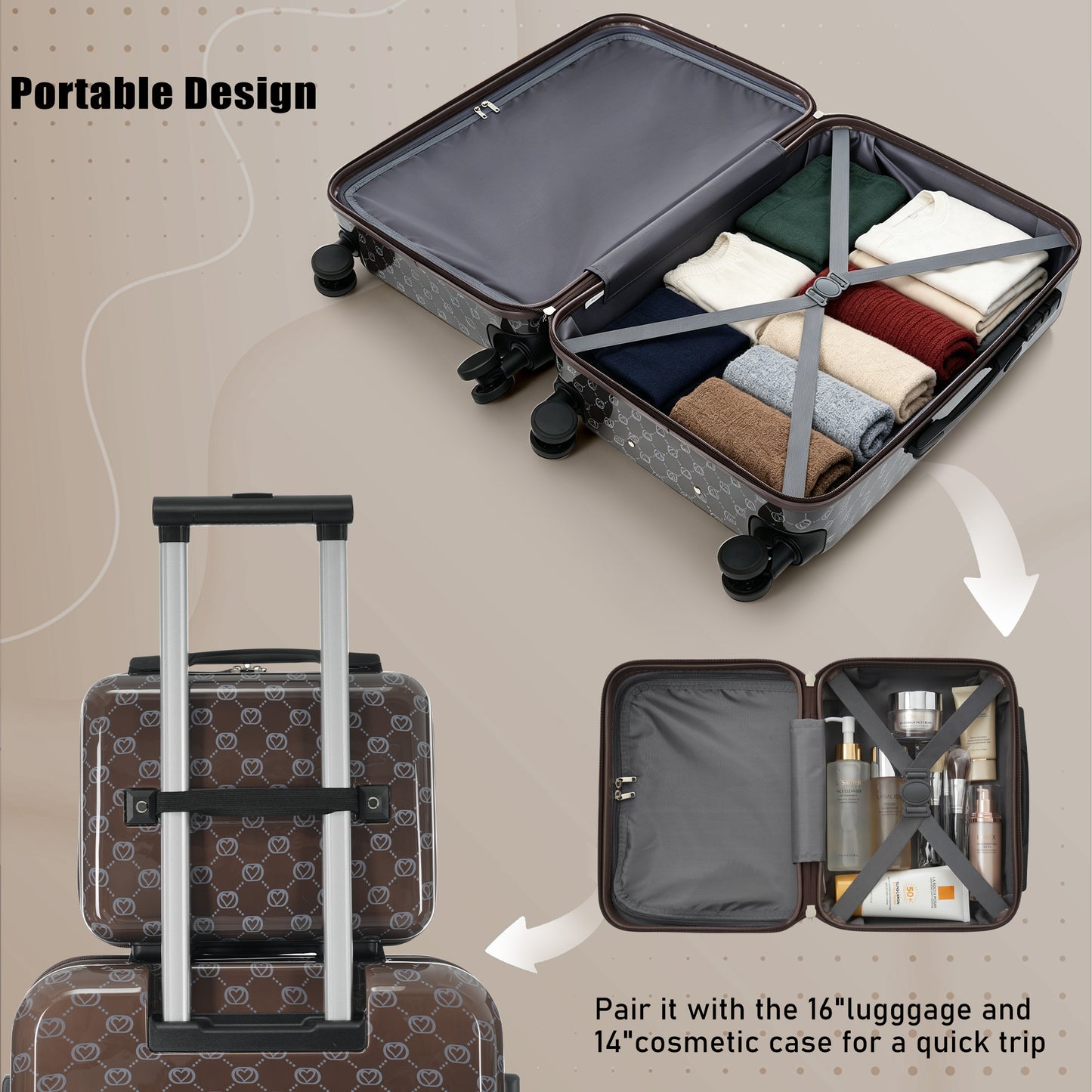 5-Piece Hardside Luggage Set with TSA Lock - Brown