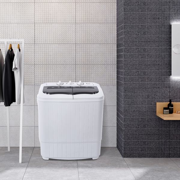 14.3lb Semi-Automatic Gray Washing Machine with Cover - Home Appliance