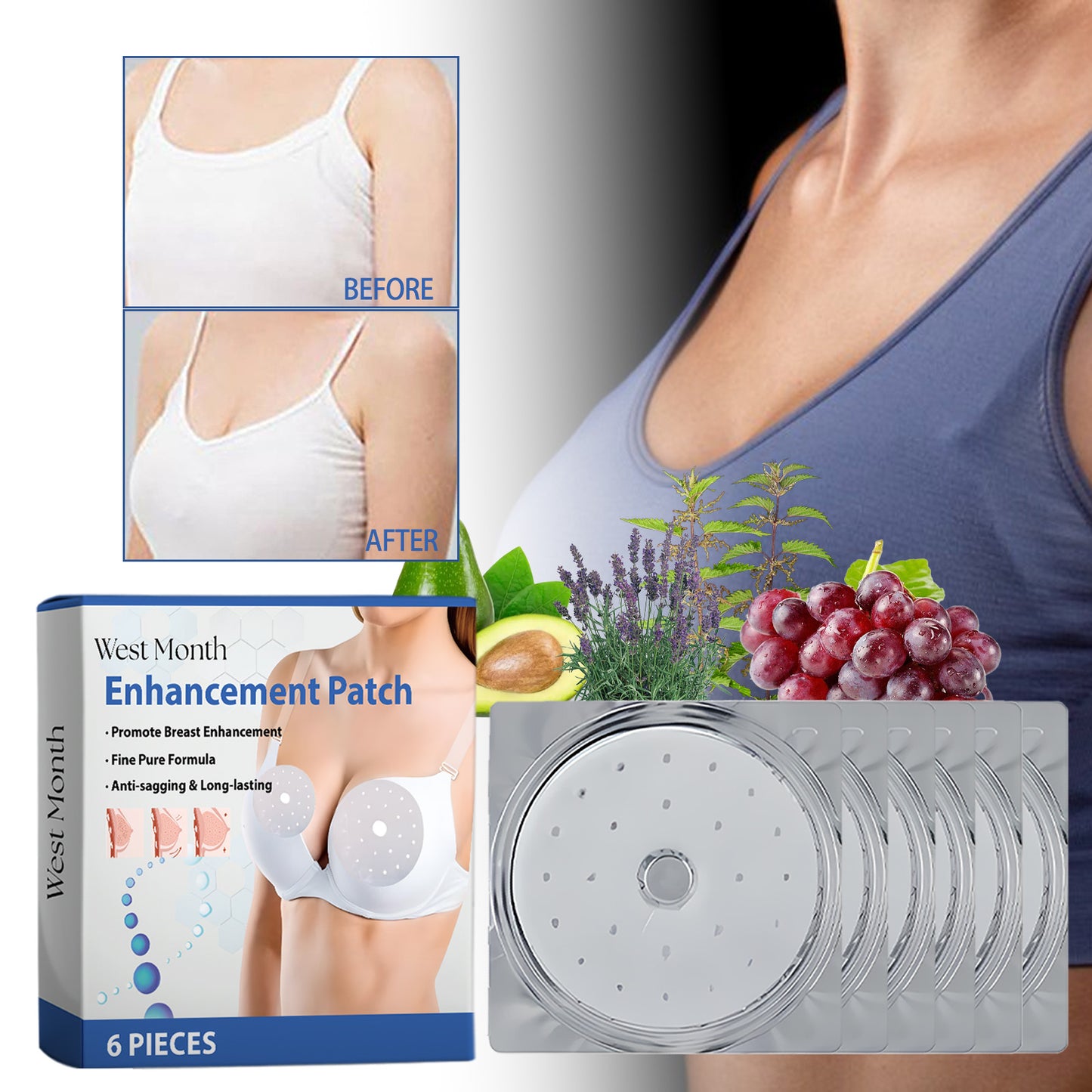 Breast Enhancement Patch - Firming & Lifting Chest Mask, 6 Pieces