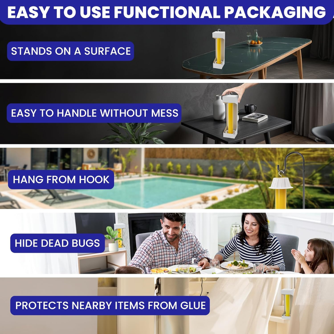 Super Sticky Fly Traps - Indoor & Outdoor 4-Pack, Non-Toxic