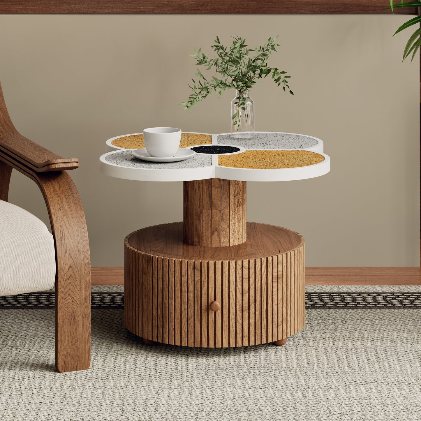 Unique Four-Leaf Clover Side Table For Living Room, Bedroom & Small