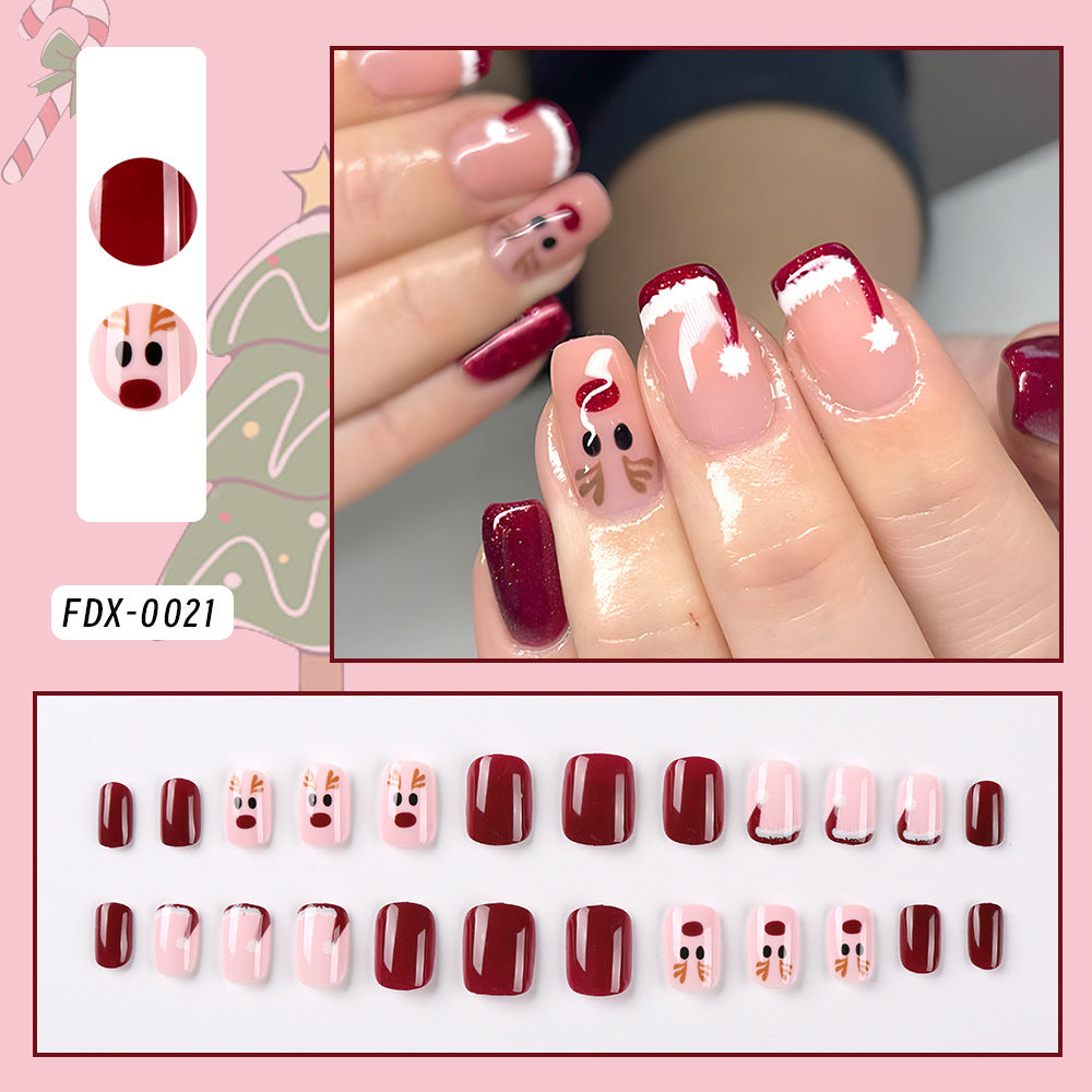 Christmas Elk Patch Wear Armor Kit for Nail Art - 24 Pieces, Glue & Jelly Styles