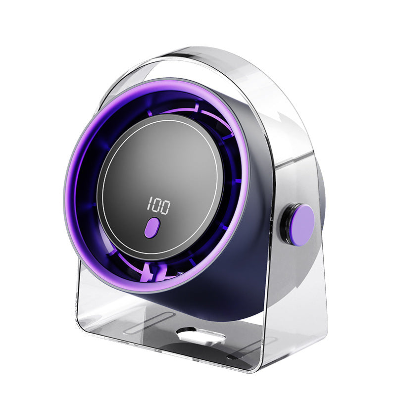 Mini USB Rechargeable Circulating Fan with Digital Display - Multi-Speed, Wall & Desktop Use