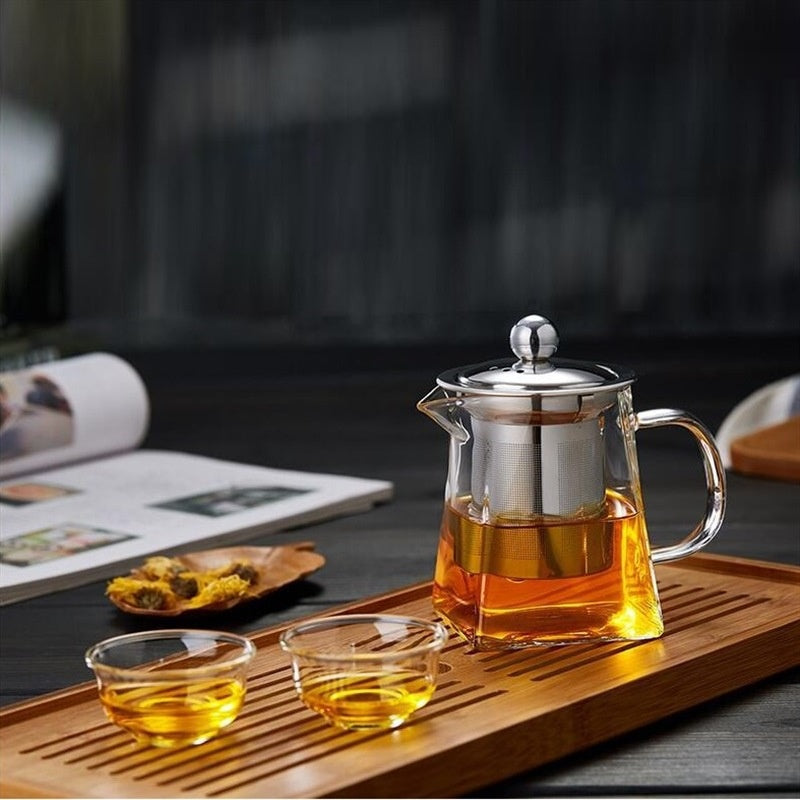 Glass Teapot Set with Strainer - High-Temperature Heat-Resistant Kitchenware