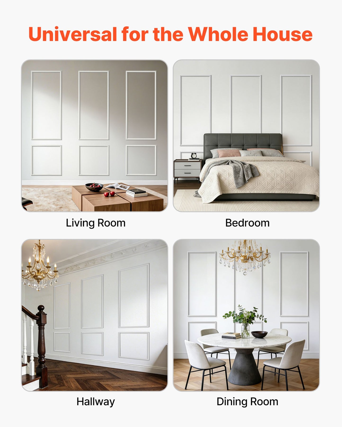 Wall Molding Kit 3 Pack - Lightweight Paintable Wainscoting Panels for Interior