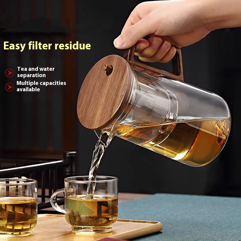 Glass Tea Water Separation Set Borosilicate Full Glass Liner Chinese Style