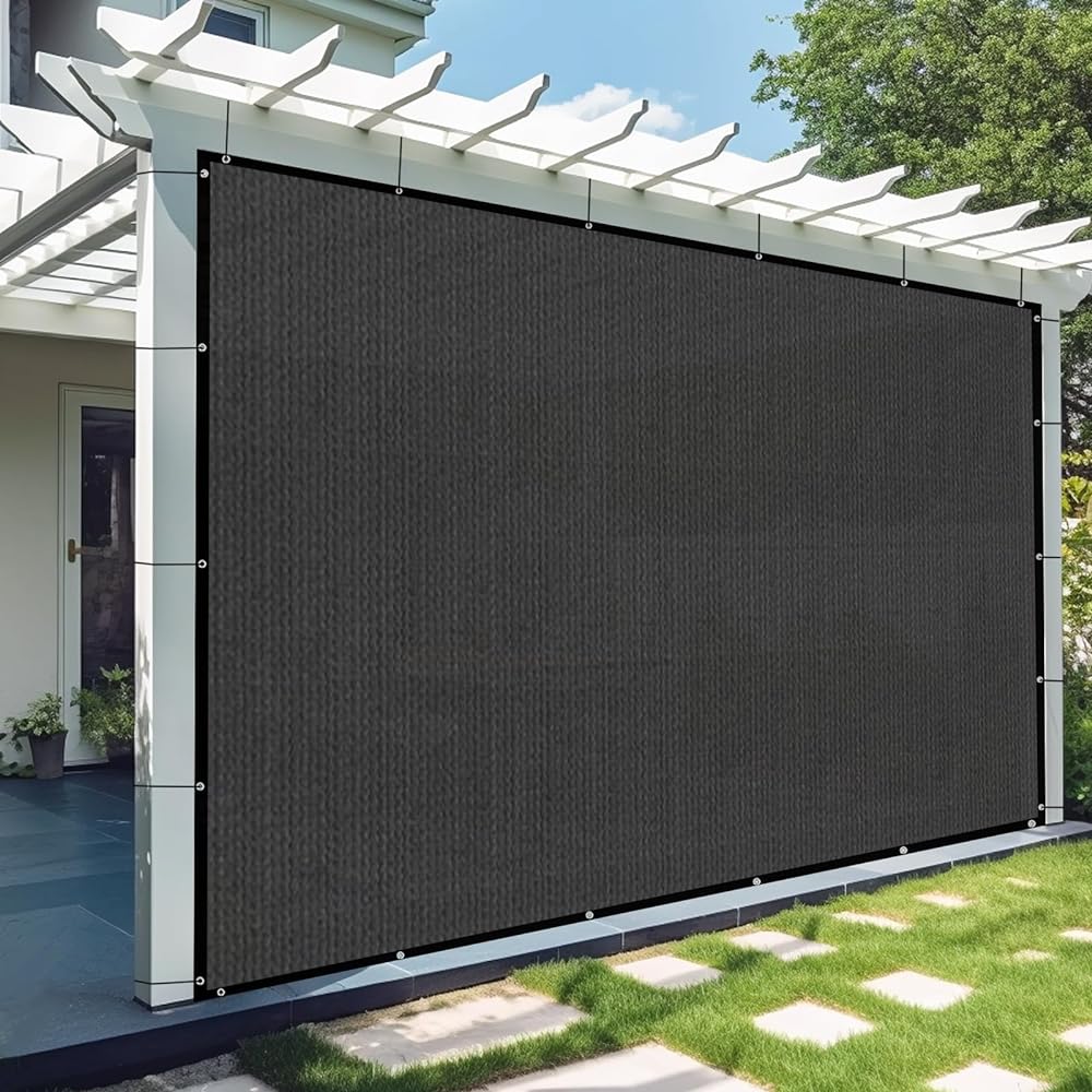 Outdoor Privacy Fence Screen 8x12ft HDPE Garden Privacy Barrier Black/Gray