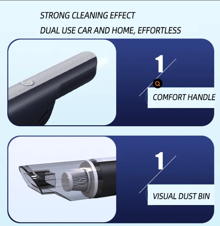 Wireless Handheld Car Vacuum Cleaner with Strong Suction - Mini Rechargeable Home Vacuum