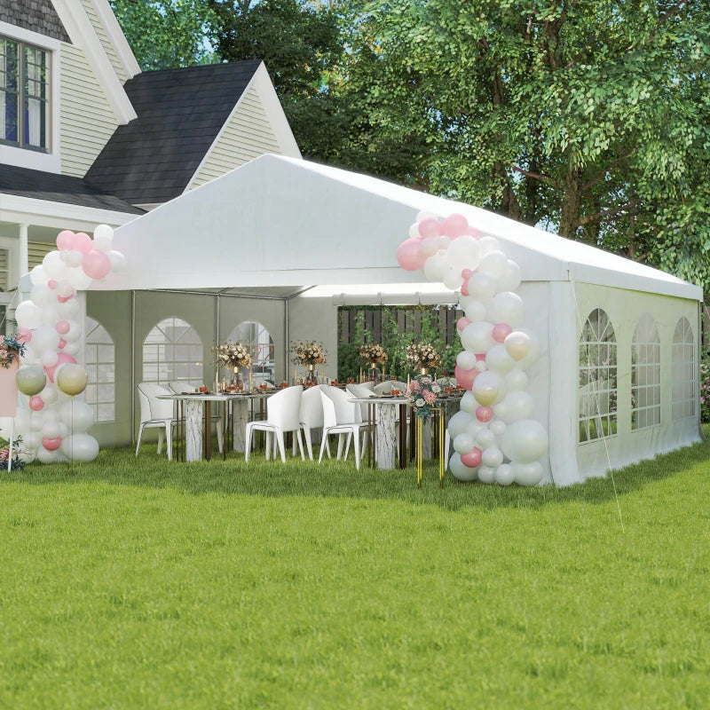 Heavy-Duty Outdoor Wedding Tent with Sidewalls and Steel Frame - White