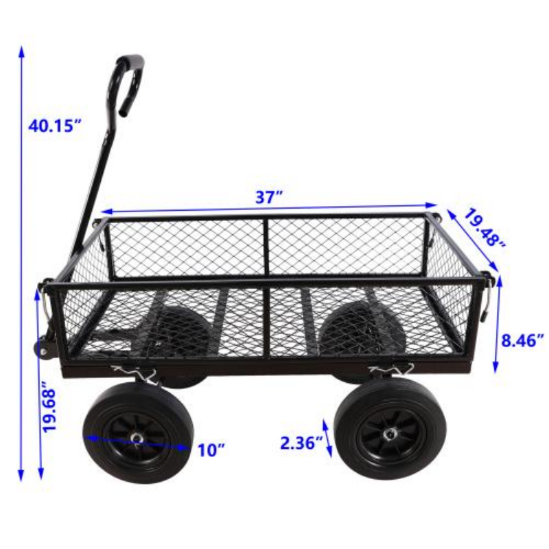 Garden Trolley Cart with Solid Wheels Multi-Functional Tool Cart for Yard and Farm Use