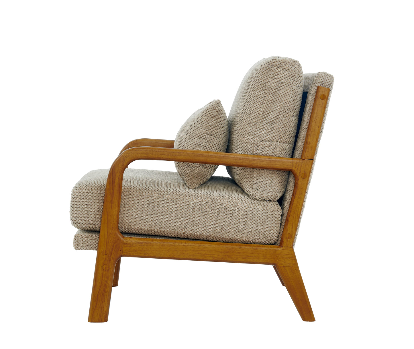 Mid-Century Modern Wooden Lounge Chair - Camel Upholstery