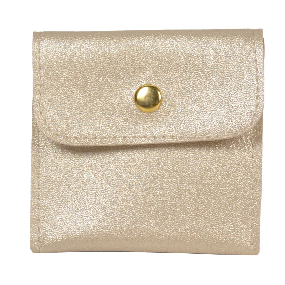 Leather Jewelry Storage Bag Flip Button Case for Accessories