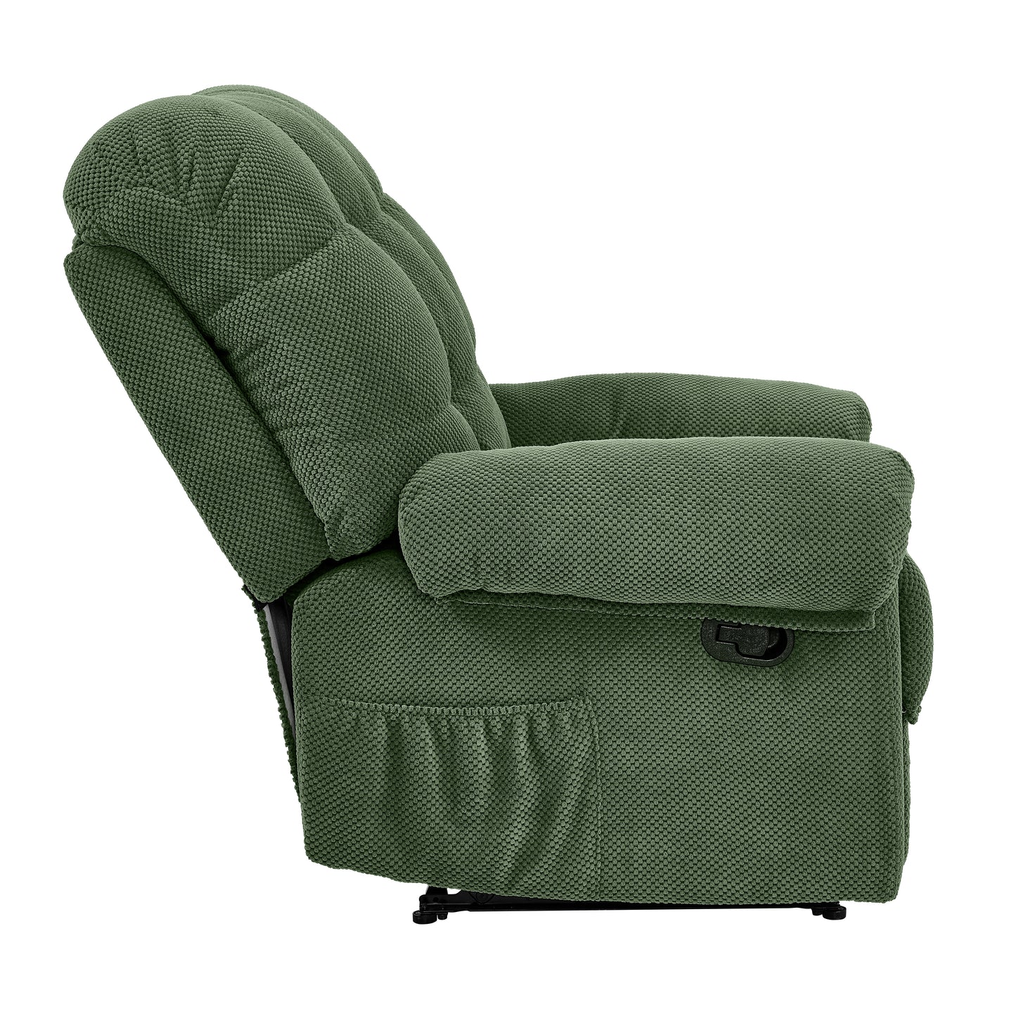 Overstuffed Ergonomic Recliner Chair - Army Green Fabric
