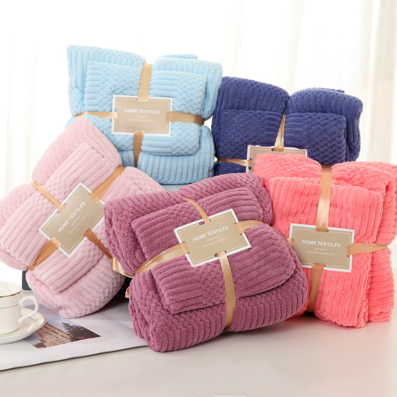 Thick Coral Fleece Bath Towel - Household Shower & Beach Towel Set