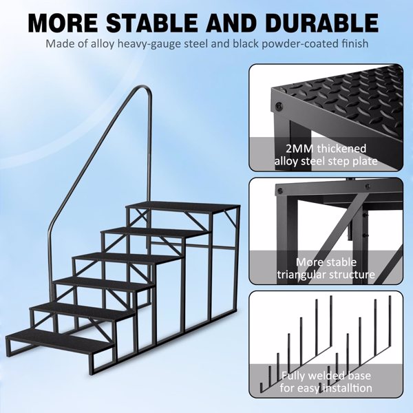 Heavy Duty Above Ground Pool Ladder with Handrails - 6 Steps