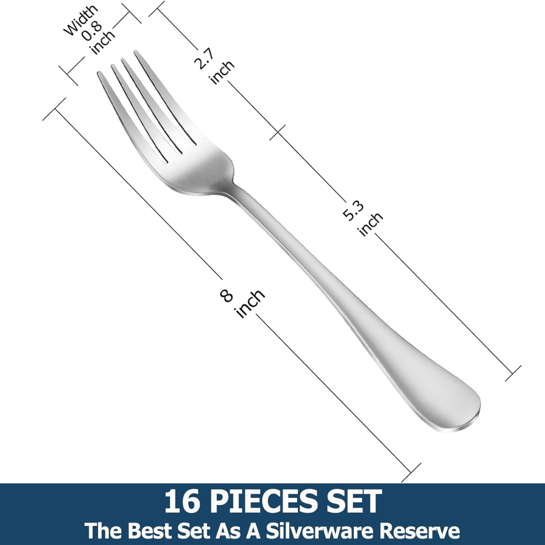 Dinner Forks Set of 16 - Food Grade Stainless Steel Silverware
