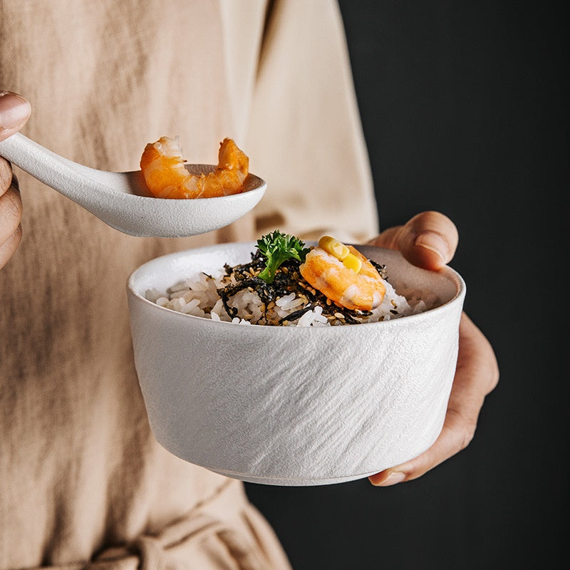 Ceramic Straight Body Rice Noodle Bowl Nordic Style Kitchen Storage Set