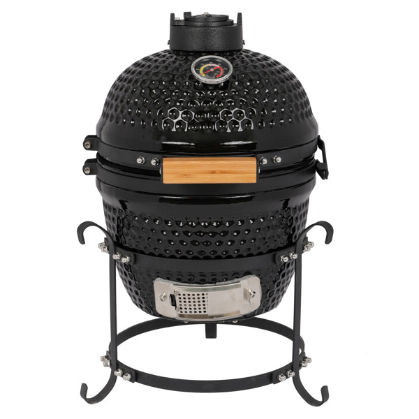 13in Round Charcoal Ceramic Grill Black for Outdoor Barbecue