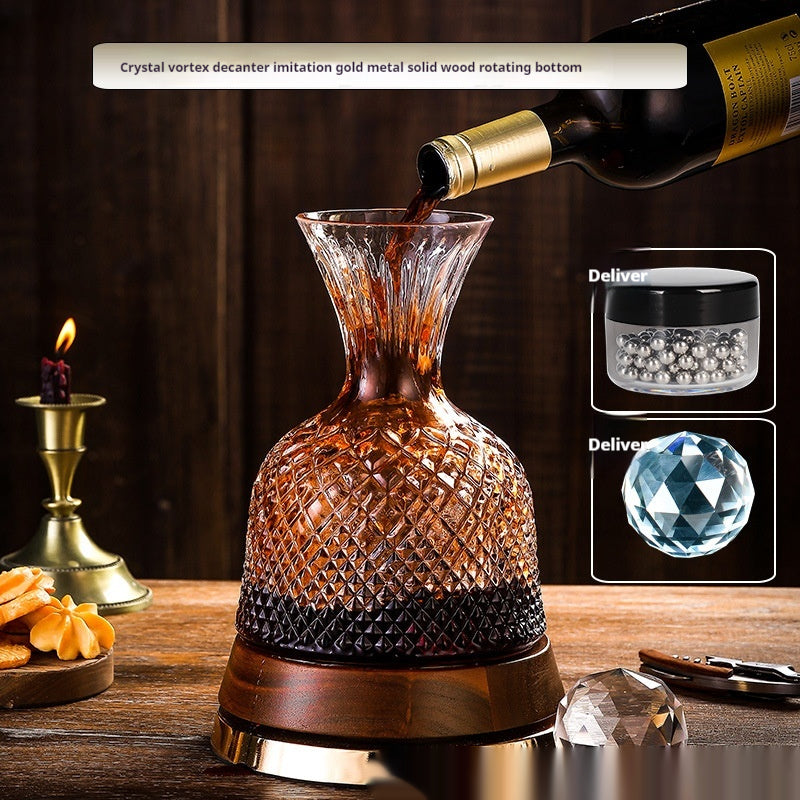Crystal Glass Decanter with Rotating or Solid Wood Base - 1000ml Luxury Wine Bottle