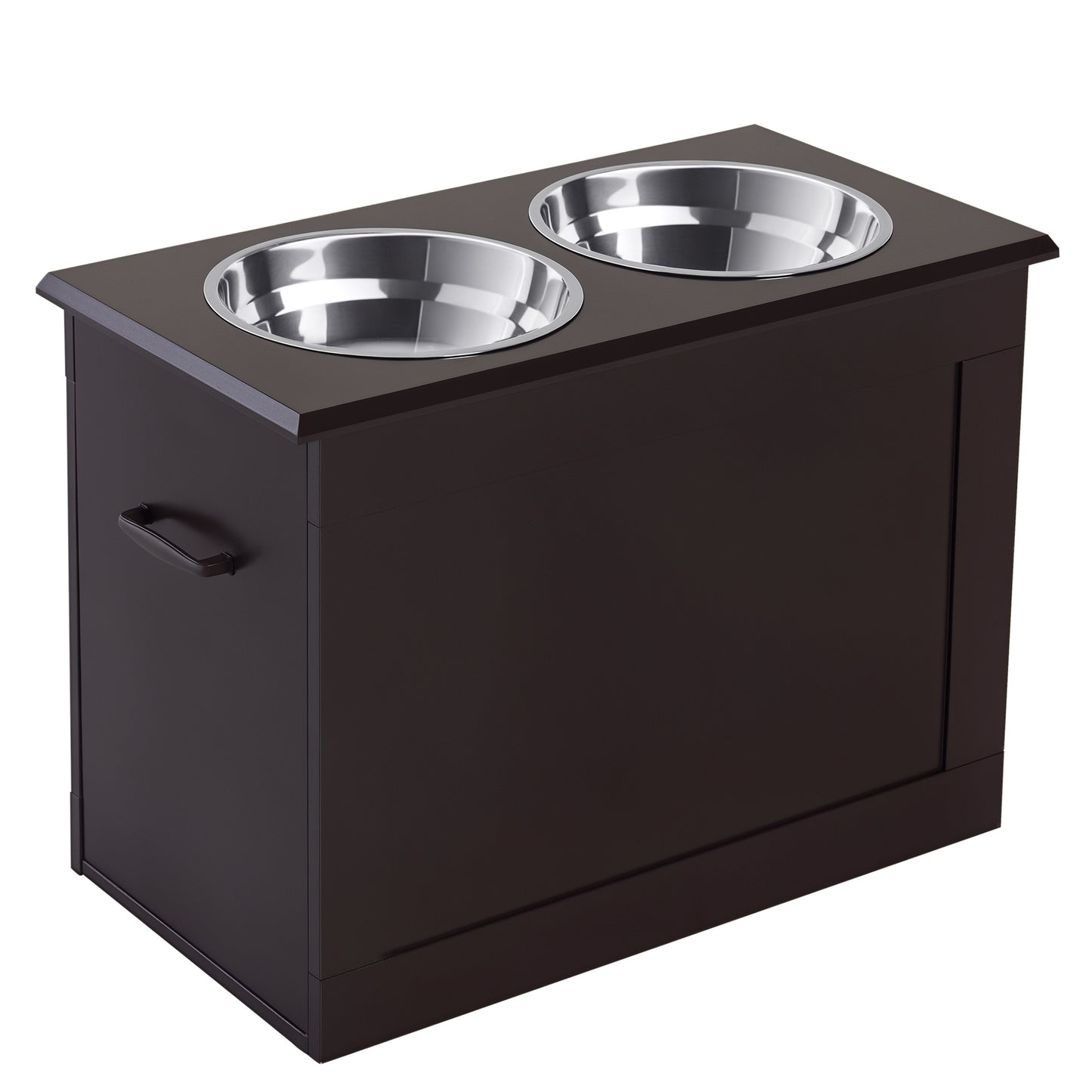 Elevated Pet Feeder Station with 2 Stainless Steel Bowls for Large Dogs - Coffee