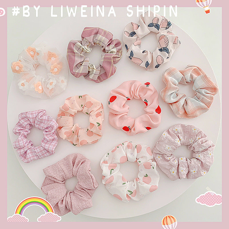 Korean Fruit Pig Large Intestine Hair Ring Organza Hair Accessory for Women