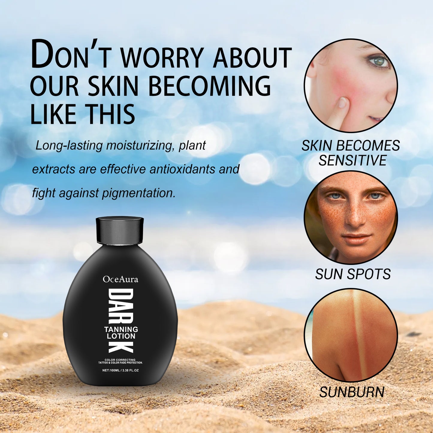 Dark Tanning Lotion - Moisturizing Matte Finish Skin Tone Corrector