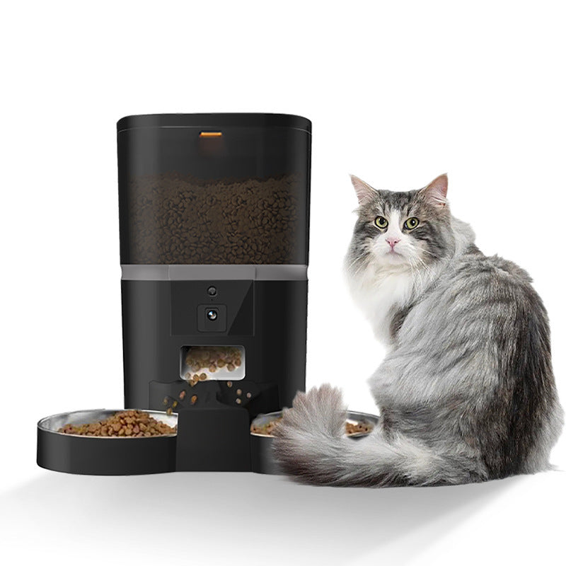 Pet Video Camera With Adjustable Feeding Dispenser for Dogs and Cats
