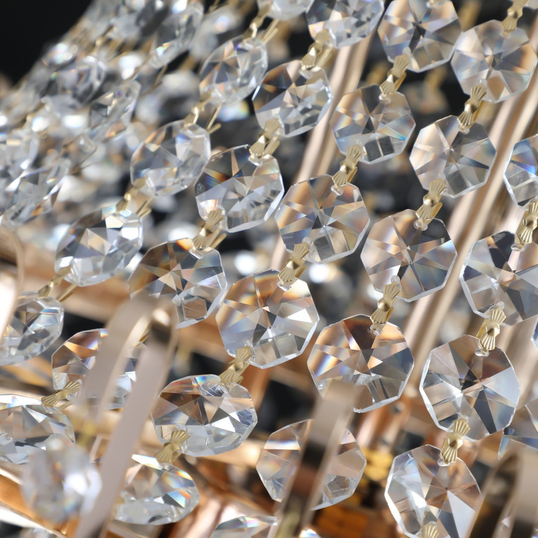 Large Gold Crystal Chandelier - Contemporary Ceiling Light Fixture