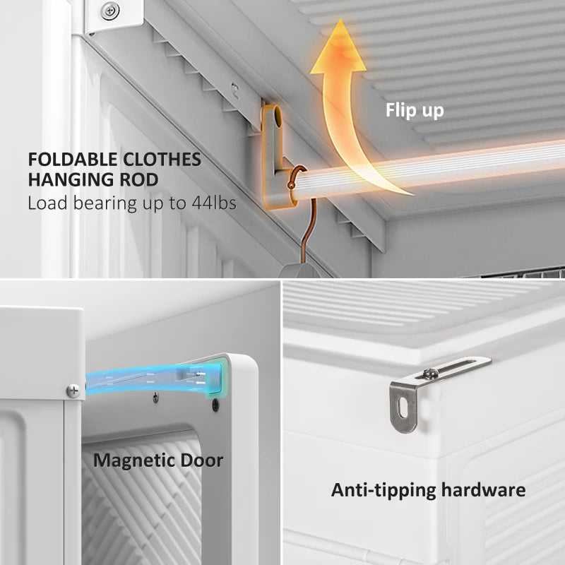 Portable Wardrobe Closet - White Clothes Storage Organizer