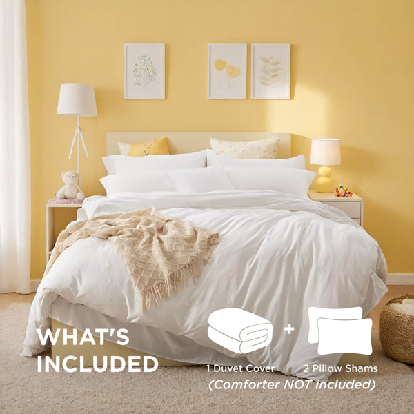 White & Pink Oversized Duvet Cover Set - 3-Piece Bedding Set