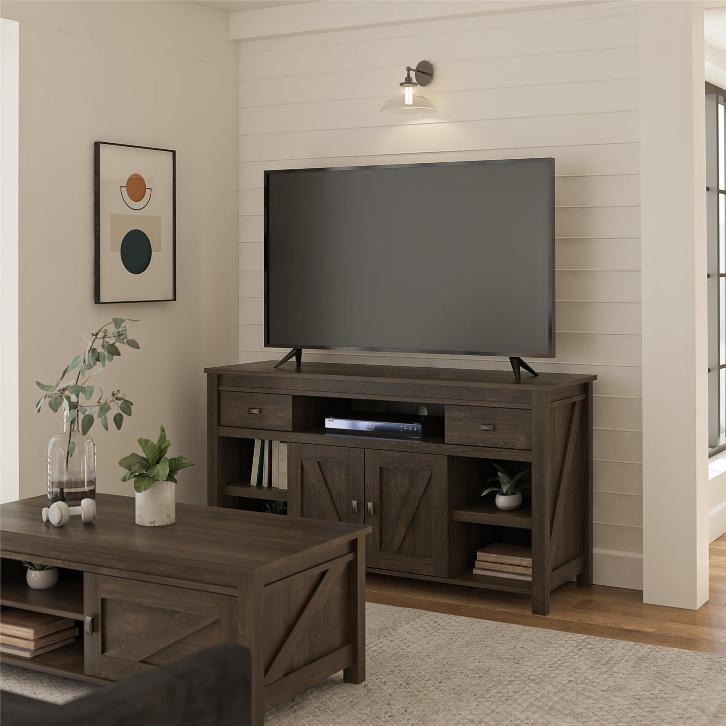Farmington TV Stand for TVs Up to 60" - Oak Finish