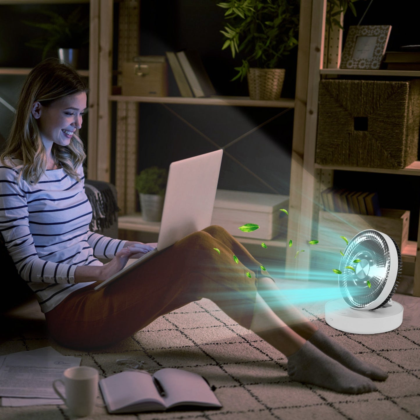 Rechargeable LED Desk Fan with Remote - 4 Speeds & 2 Brightness
