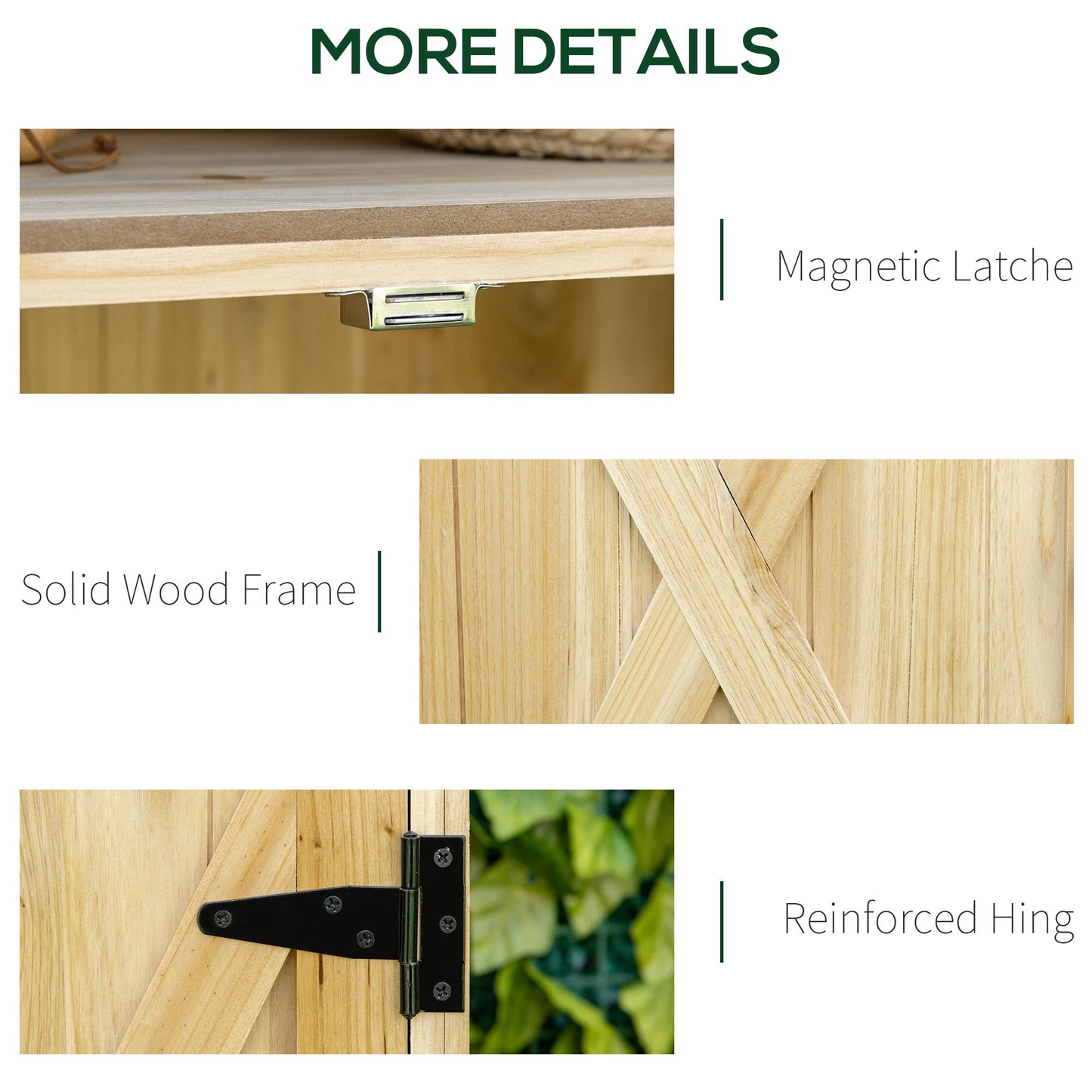 Outdoor Garden Storage Cabinet with Galvanized Steel Top - Natural Wood, 970x510x260 mm