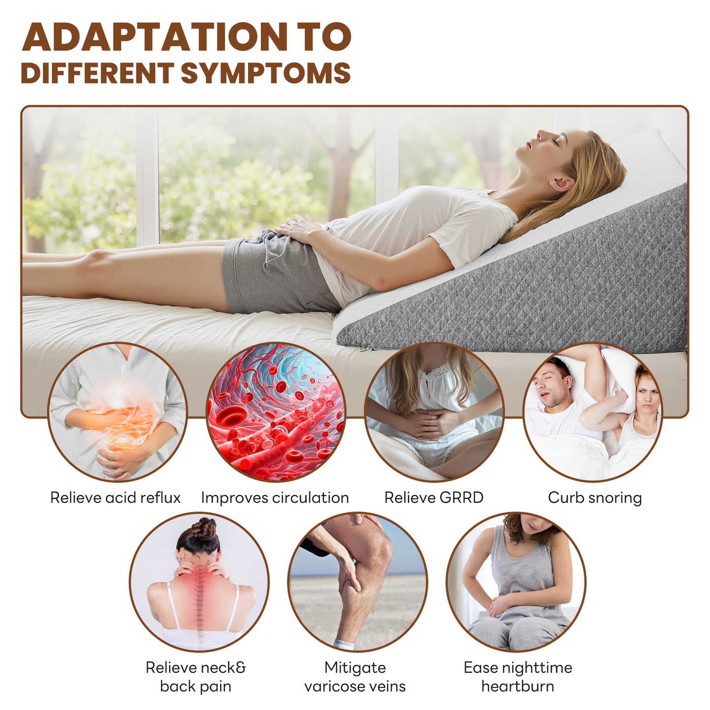 Memory Foam Wedge Pillow - Versatile Support for Comfort