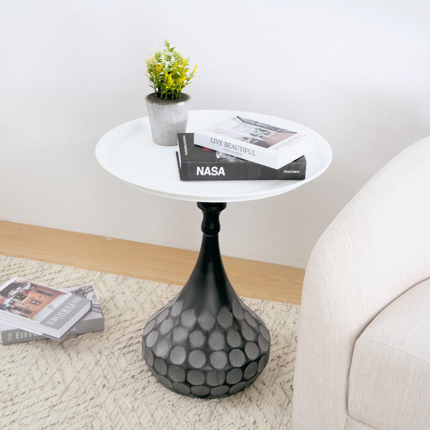 Accent Metal Coffee Table, Pedestal Table For Living Room,