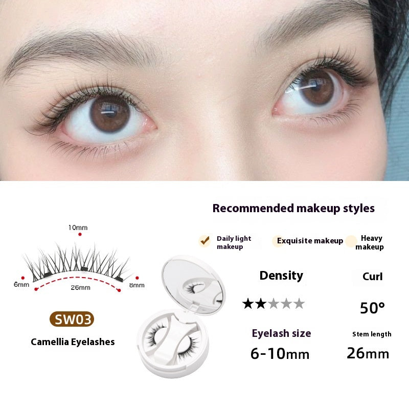False Eyelash Set with Magnetic Soap Holder Camellia Style 26mm Eyelashes