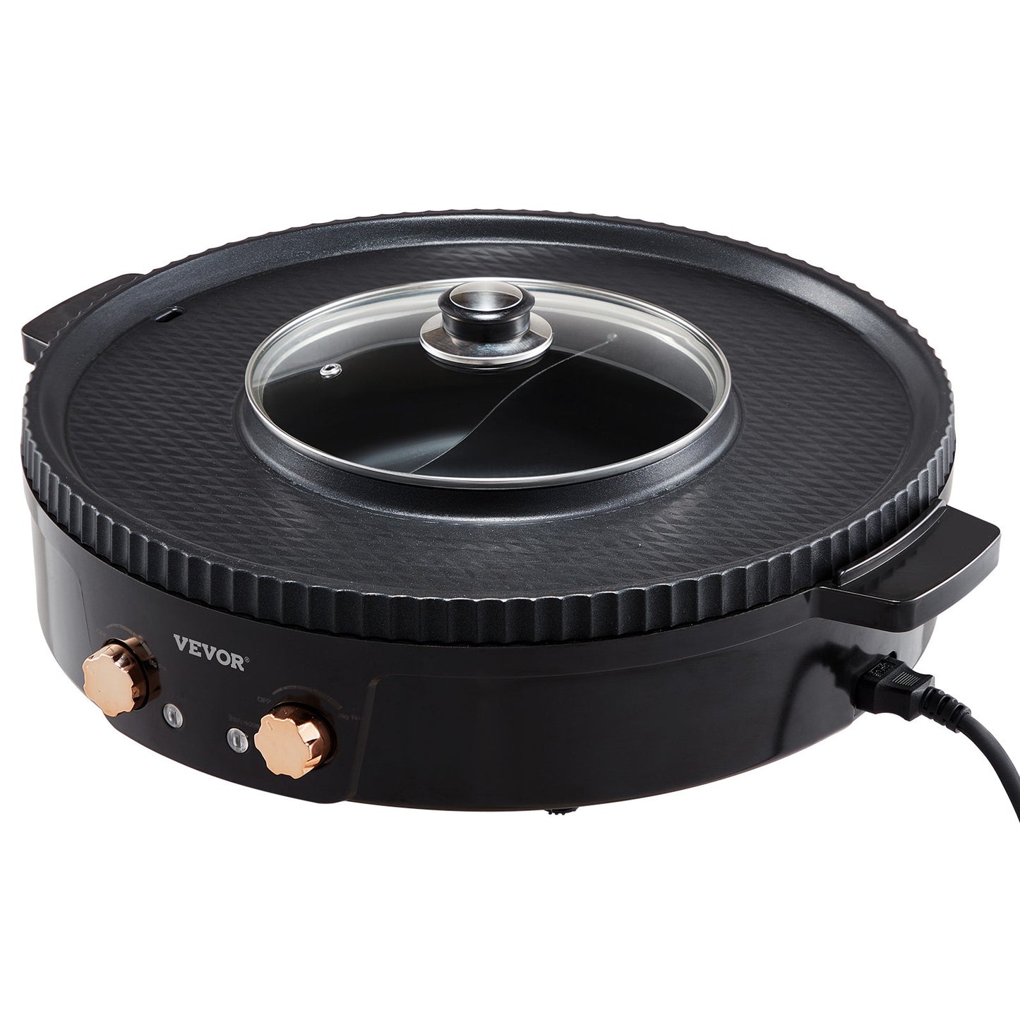 Electric Hot Pot with Grill 1800W 2-in-1 Smokeless Cooker for Family