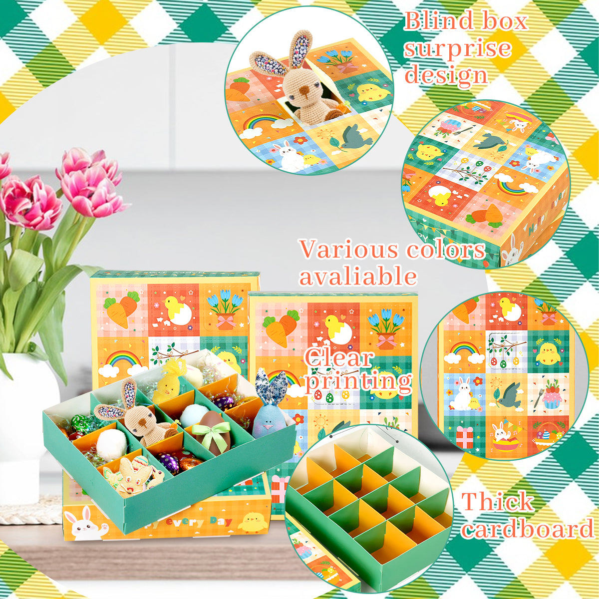 15-Piece Spring Theme Party Favor Boxes - Bunny & Carrot Design
