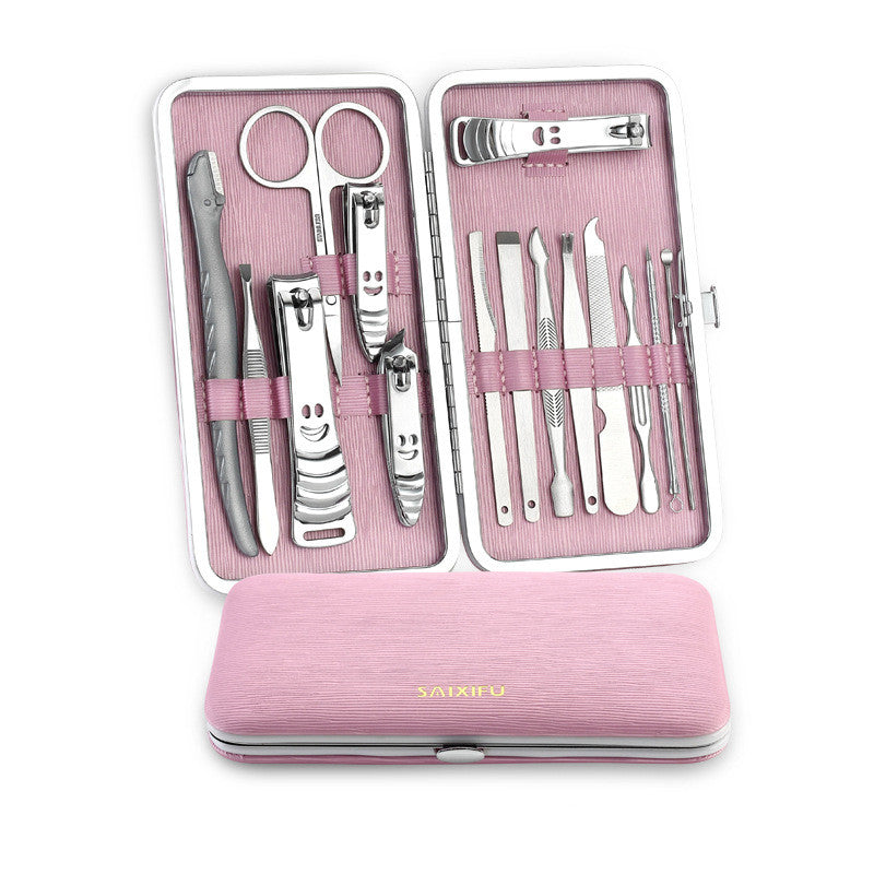 Manicure Tool Set with Nail Clippers and Nail Care Tools - Pink