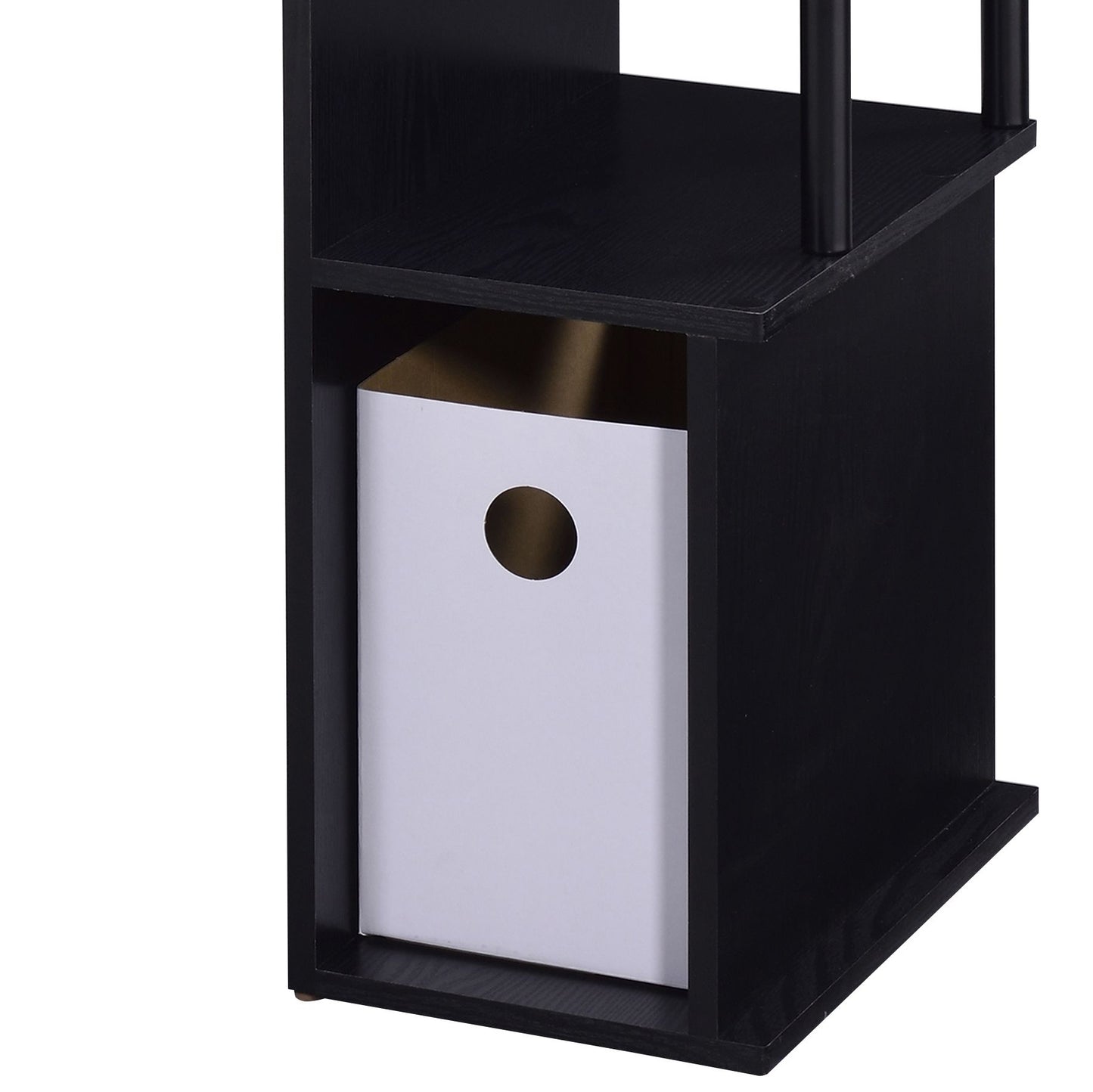 Black Finish Computer Desk with Shelf and Keyboard Tray
