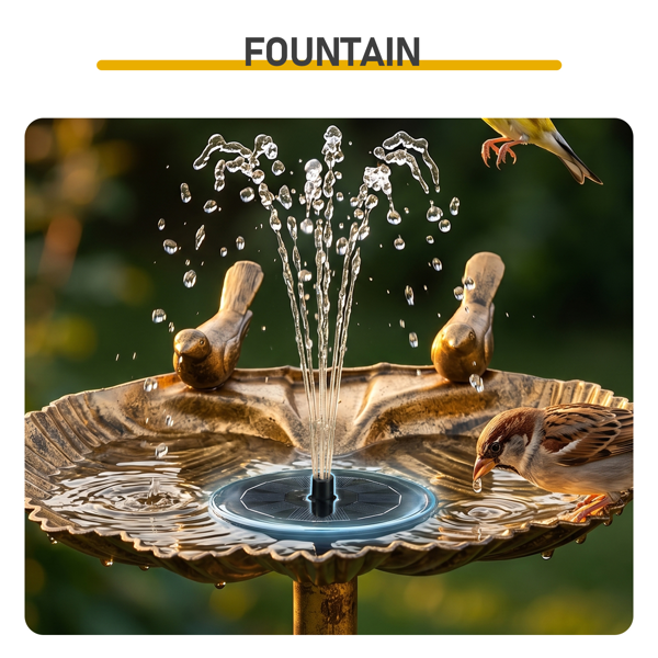 Antique Bronze Resin Bird Bath with Shell Edge and Solar Fountain - Outdoor Garden Decor