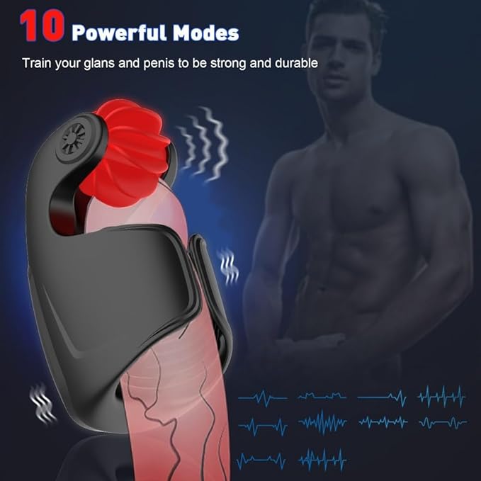 Male Masturbator with 360° Tongue-Licking & 10 Vibrations - Black