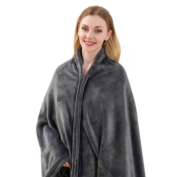 Electric Heated Shawl Blanket with USB Power, Fast & Safe Flannel Wrap
