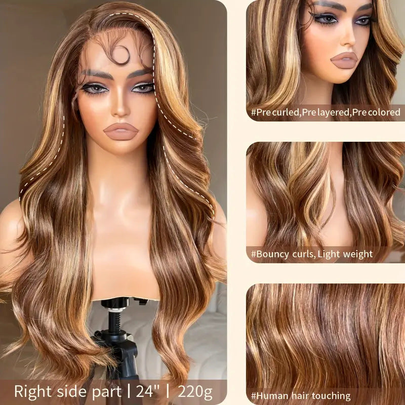 Front Lace Wig for Women Highlight Gradient Big Wave Style - Multiple Colors & Lengths