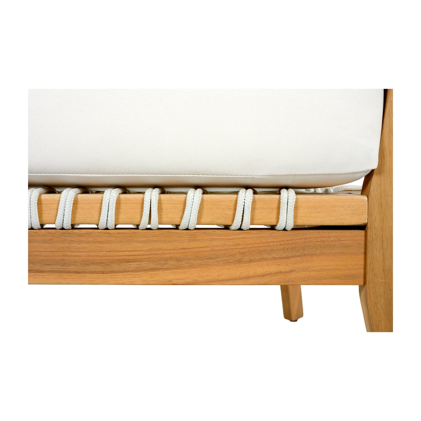 Outdoor Acacia Wood Lounge Chair with Thick Cushions - Natural/Beige