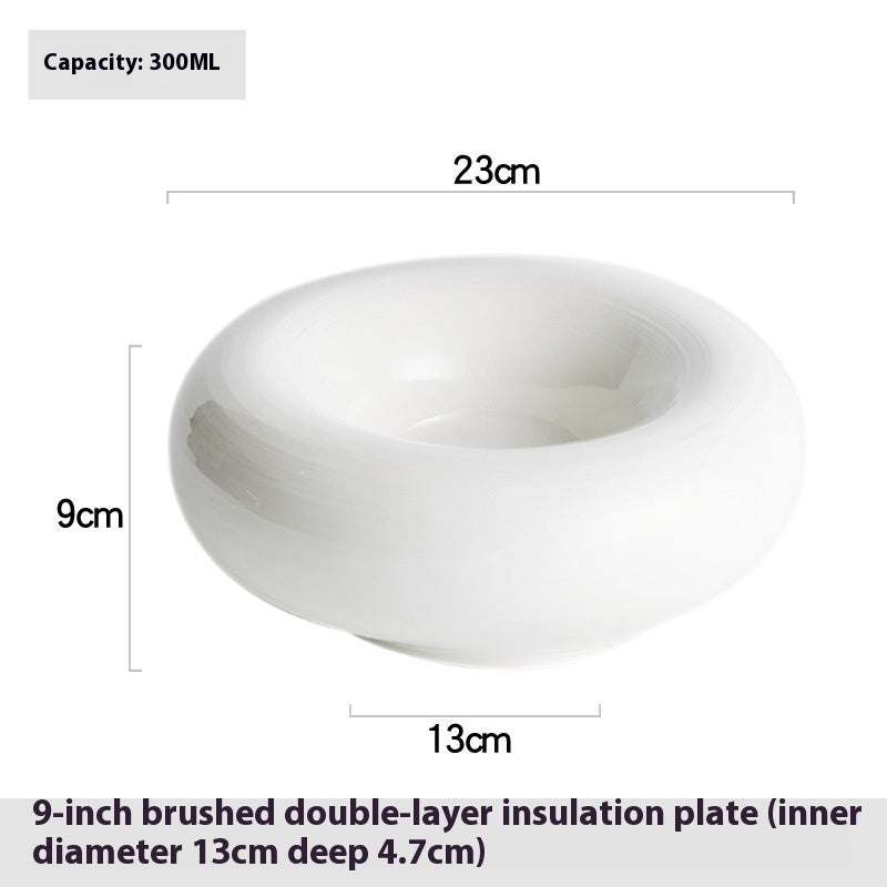 Ceramic Insulation Plate for Restaurant Buffet Use - 6.5, 8, 9 Inch Options